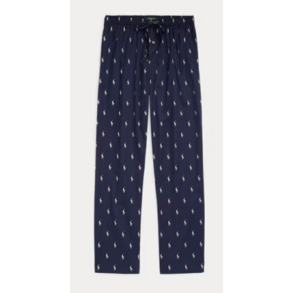 Polo‎ Ralph Lauren All Over Pony Pajama Pant Men's Size XL Flannel Navy Blue - Picture 1 of 5